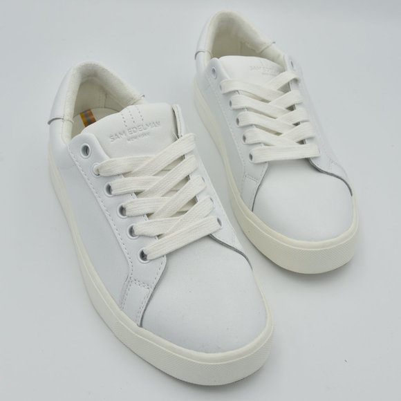Sam Edelman Shoes - Sam Edelman Ethyl White Leather Sneakers, Lace-up Tennis Shoes, Women's Size 5.5